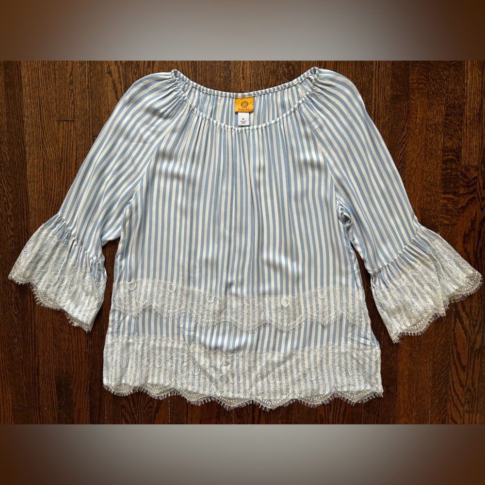 Ruby Road Lace Pinstripe Blouse
